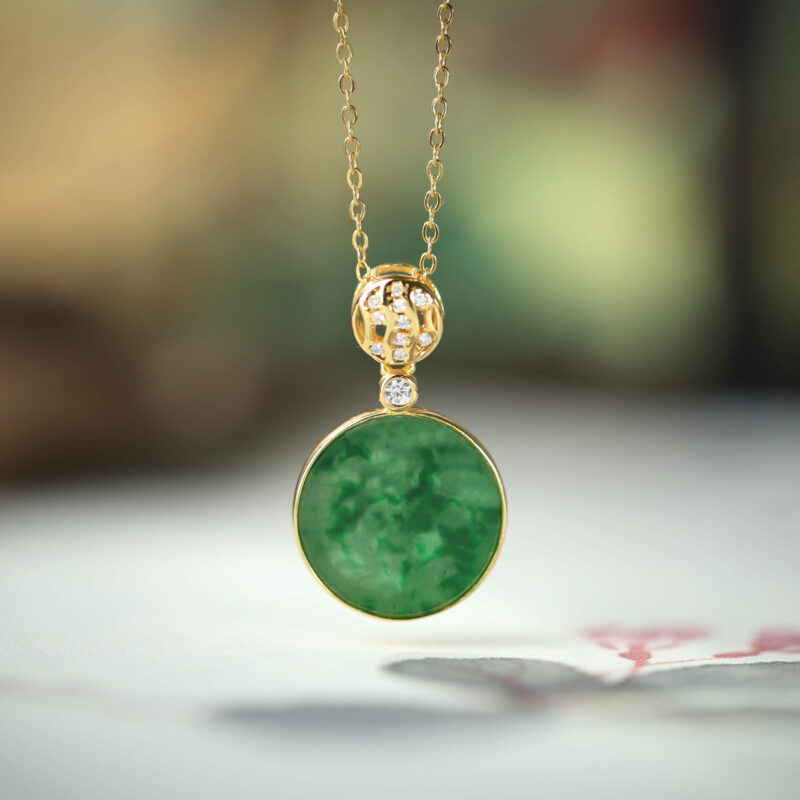 S925 Sterling Silver Gold-plated Jade Pendant