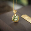 S925 Sterling Silver Gold-plated Jade Pendant