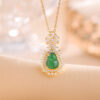 S925 Sterling Silver Gold-plated Jade Vintage Gourd Zircon Pendant