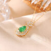 S925 Sterling Silver Gold-plated Jade Vintage Gourd Zircon Pendant