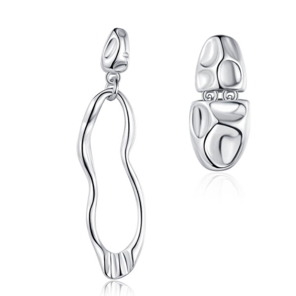 S925 Sterling Silver Simple Mismatched Lava Earrings