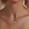 Original S925 Sterling Silver Bow Double Necklace