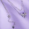 Original S925 Sterling Silver Bow Double Necklace