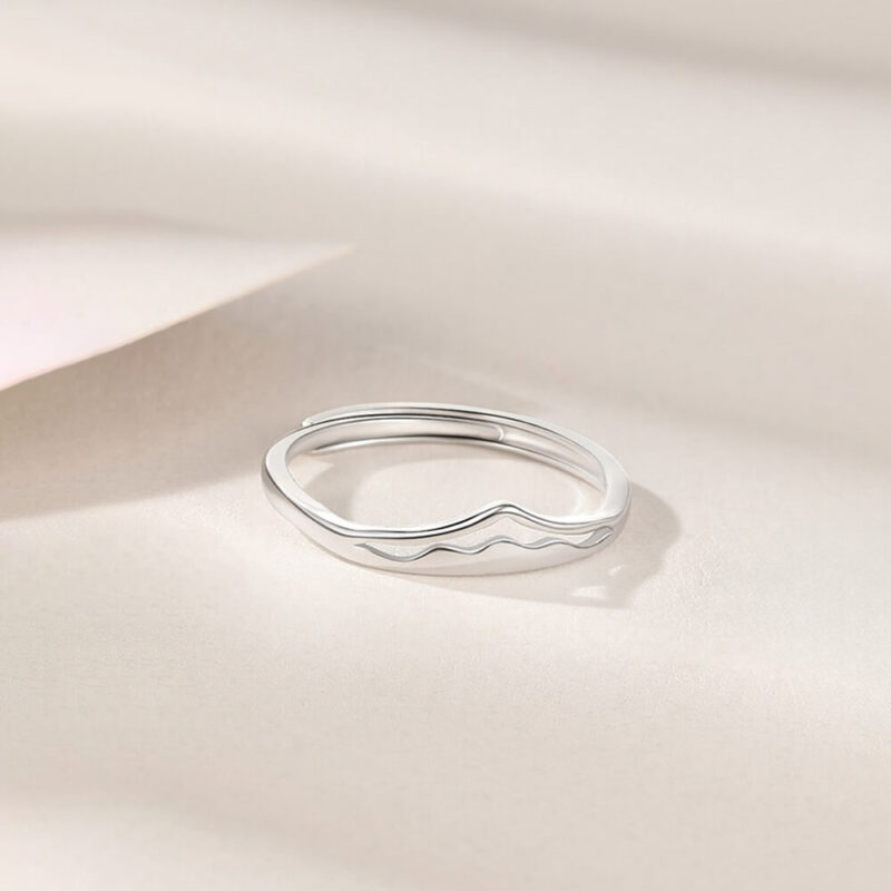 Original S925 Sterling Silver Line Drip Glue Irregular Heart Zircon Ring
