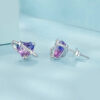 Original S925 Sterling Silver Purple Pink Gradient Love Starry Sky Stud Earrings