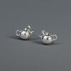 Original Sterling Silver Cute Teapot Ear Clips