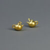 Original Sterling Silver Cute Teapot Ear Clips