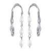 S925 Sterling Silver Elegant Long Tassel Pearl Lava Texture Earrings