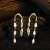 S925 Sterling Silver Elegant Long Tassel Pearl Lava Texture Earrings