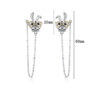 S925 Sterling Silver Gold Glasses Rabbit Chain Earrings