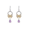 S925 Sterling Silver Gold Plated Amethyst Bow Earrings