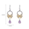 S925 Sterling Silver Gold Plated Amethyst Bow Earrings