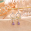 S925 Sterling Silver Gold Plated Amethyst Bow Earrings