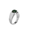 S925 Sterling Silver Inlaid Natural A-grade Jade Round Open Ring