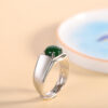 S925 Sterling Silver Inlaid Natural A-grade Jade Round Open Ring