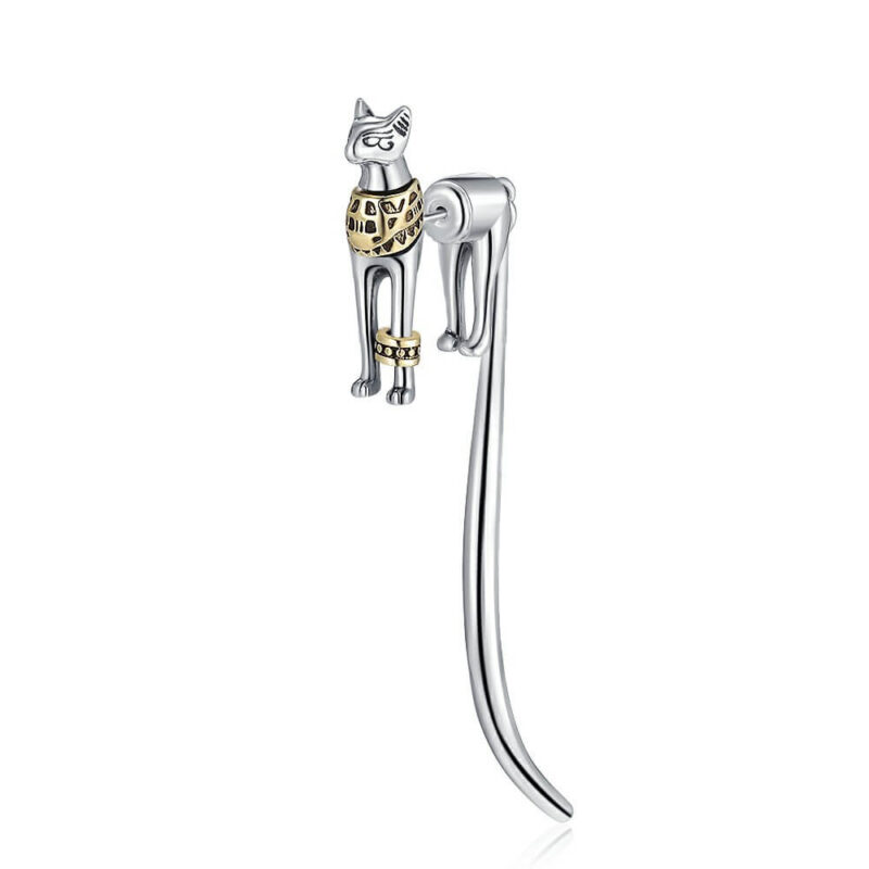 S925 Sterling Silver Pharaoh Cat Stud Earring