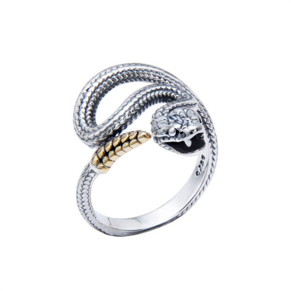 S925 Sterling Silver Rattlesnake Vintage Open Ring