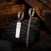 S925 Sterling Silver Rectangular Brand Chain Mismatched Earrings