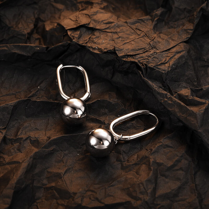 S925 Sterling Silver Round Ball Fashion Simple Earrings