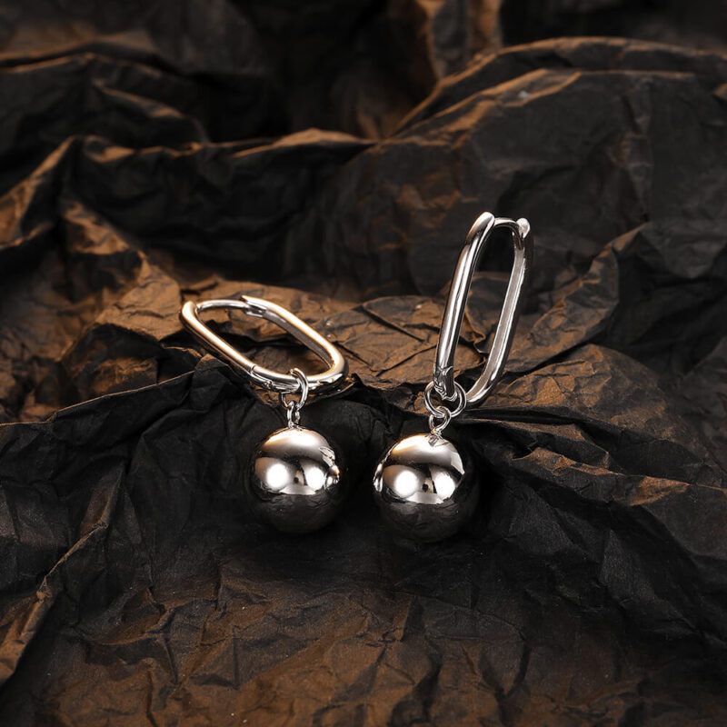 S925 Sterling Silver Round Ball Fashion Simple Earrings