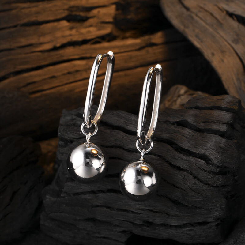 S925 Sterling Silver Round Ball Fashion Simple Earrings