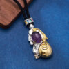 S925 Sterling Silver Vintage Inlaid Amethyst Harp Necklace