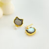 Shell Kitten Pearl Mismatched Stud Earrings