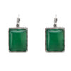 S925 Sterling Silver Geometric Square Green Chalcedony Black Agate Earrings