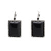 S925 Sterling Silver Geometric Square Green Chalcedony Black Agate Earrings