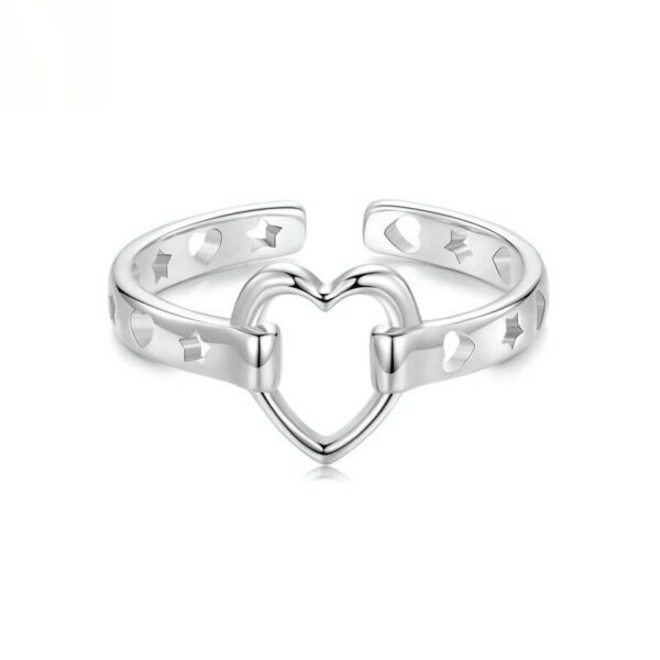 Original S925 Sterling Silver Heart Hollow Open Ring