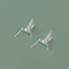 Original Sterling Silver Simple Hummingbird Stud Earrings