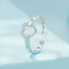 Original S925 Sterling Silver Heart Hollow Open Ring