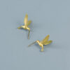 Original Sterling Silver Simple Hummingbird Stud Earrings