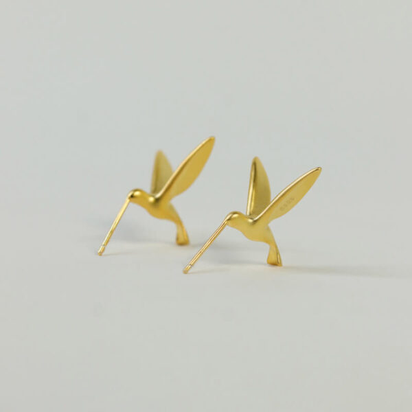 Original Sterling Silver Simple Hummingbird Stud Earrings