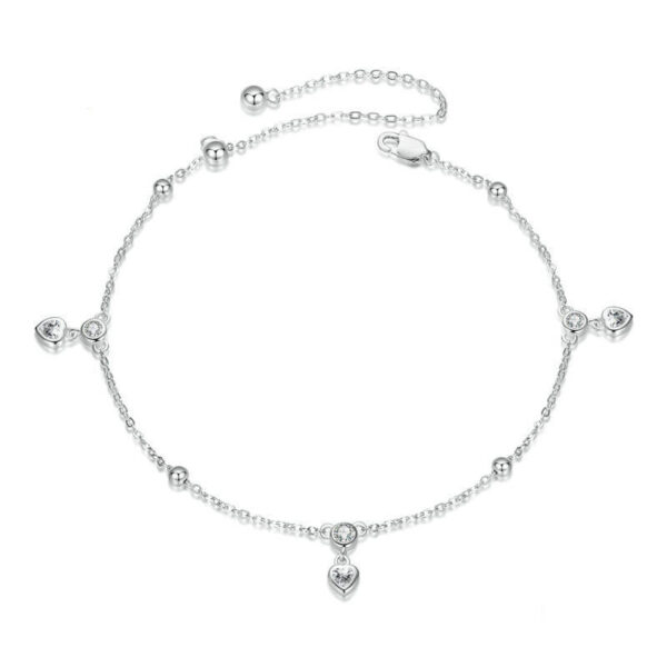 Original S925 Sterling Silver Dynamic Heart Tassel Anklet