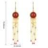 S925 Silver Inlaid Agate Tassel Zircon Earrings