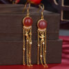 S925 Silver Inlaid Agate Tassel Zircon Earrings