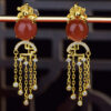 S925 Silver Inlaid Agate Zircon Tassel Earrings