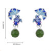 S925 Silver Inlaid Natural Hetian Jade Enamel Fish Earrings