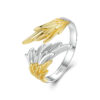 S925 Silver Original 14K Gold Wings Open Ring