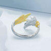 S925 Silver Original 14K Gold Wings Open Ring