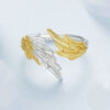 S925 Silver Original 14K Gold Wings Open Ring