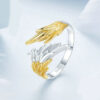 S925 Silver Original 14K Gold Wings Open Ring