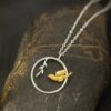 S925 Silver Original Design Bird Willow Leaf Necklace