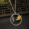 S925 Silver Original Design Bird Willow Leaf Necklace