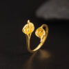 S925 Silver Original Design Simple Calla Lily Open Ring