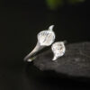 S925 Silver Original Design Simple Calla Lily Open Ring