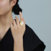 S925 Silver Original Inlaid White Shell Simple Beautiful Open Ring