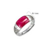 S925 Silver Red Corundum Vintage Open Ring