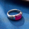 S925 Silver Red Corundum Vintage Open Ring